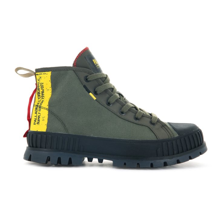 Bottes Palladium Pallashock Supply Hi Femme Vert Olive | FR EBZ951A